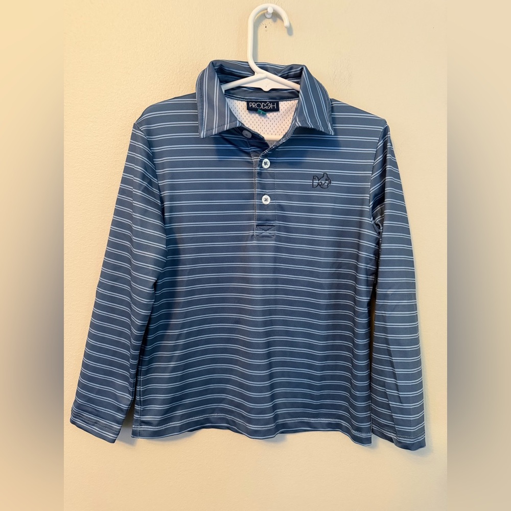 Prodoh Blue Striped Long Sleeve Polo Shirt